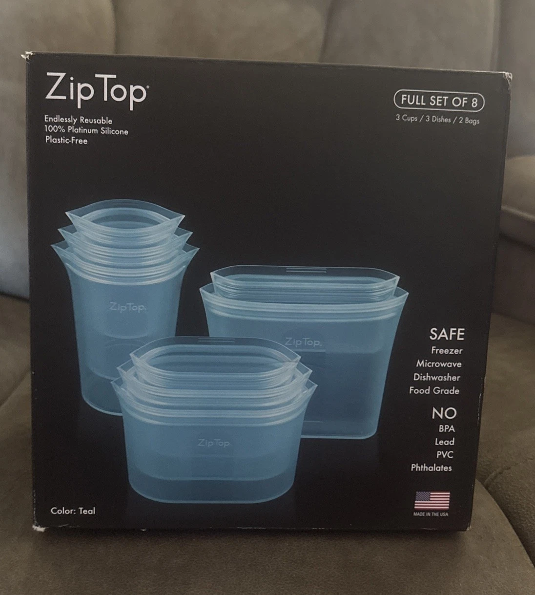 Zip Top Set of 8 Platinum Silicone Reusable Bags Assorted New in Box Teal Blue
Opens in a new window
