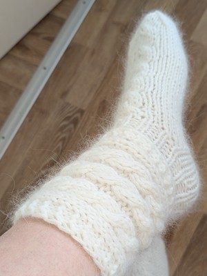 Hand knitted Angora Socks Women/Menn, Knitted House Socks Fuzzy Fluffy Warm Soft