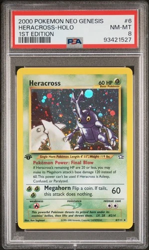 2000 POKEMON NEO GENESIS 1ST EDITION #6 HERACROSS-HOLO PSA 8