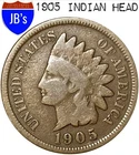 1905 Indian Head Cent Penny 1c - Good/Very Good (G/VG)