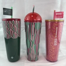 Limited Edition! 24oz STARBUCKS WICKED GLINDA Venti Cup Tumbler Pink - Lot Of 3