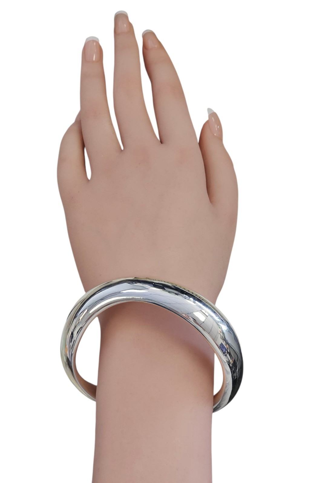 Rounded Bangle Bracelet in Silver - image 2