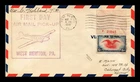 US COVER FIRST DAY AIR MAIL PICKUP WEST NEWTON PENNSYLVANIA