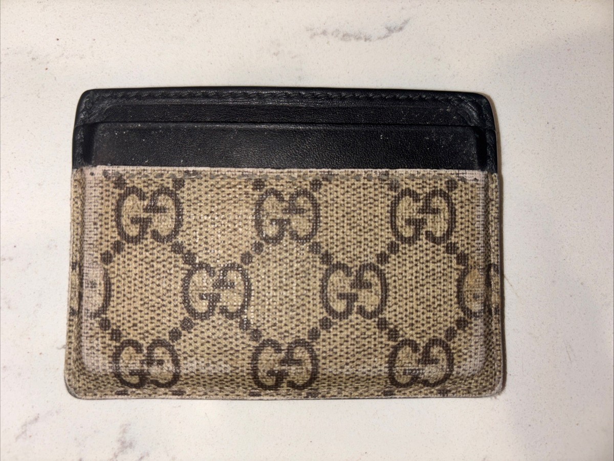Authentic GUCCI GG Supreme Card Case Tiger Card Holder Unisex Used