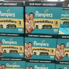 Pampers Swaddlers Ultra Day  Night Diapers, Size 3 13-26 lbs , 180-count