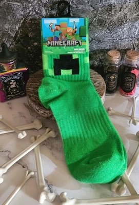 Minecraft Creeper Cubed Character Design Gaming Kid s Socks