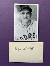 Brooklyn Dodger HOF 1st Baseman George Kelly Autograph Signed Index Card & Photo