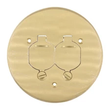 LEW ELECTRIC TCP-2-LR FLOOR BOX COVER, ROUND DUPLEX RECEPTACLE, 5-3/4", BRASS