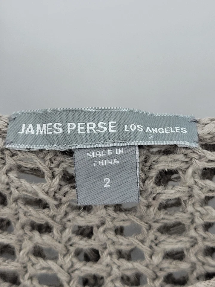 Suéter James Perse Mujer Mediano 2 Marrón Tejido Abierto Con Cordones Escote Con Capucha Foto 3 de 4