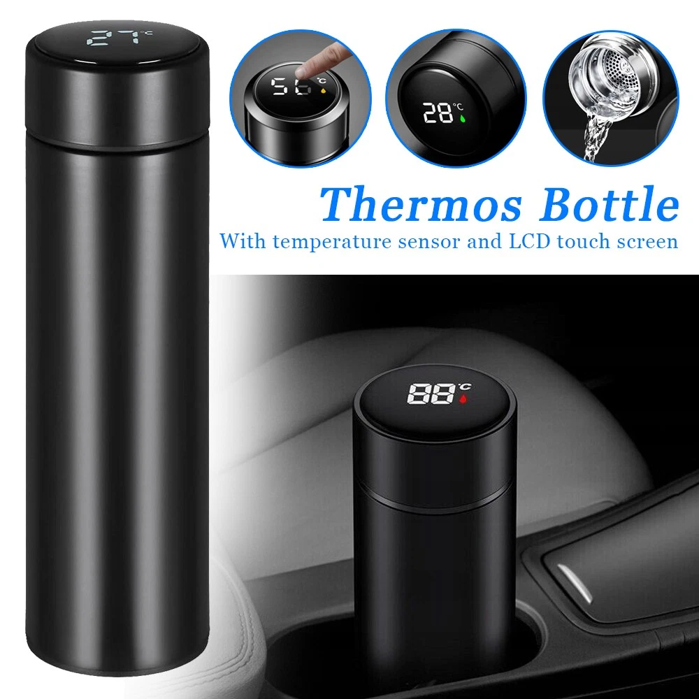 Belle Vous Caraffa da Caffè - Thermos in Acciaio Inox Nero - Contenitore con Manico in Legno
