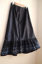 Embroidered Edwardian 1900s Petticoat skirt, Black Blue Silk Or Silk Blend