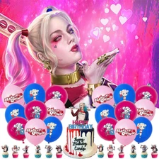 Harley Quinn Party Supplies Birthday Decoration Set Balloons Cake Toppers Banner