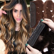 THICK 3/4Full Head Clip in One Piece Remy Human Hair Extensions Highlight Glossy