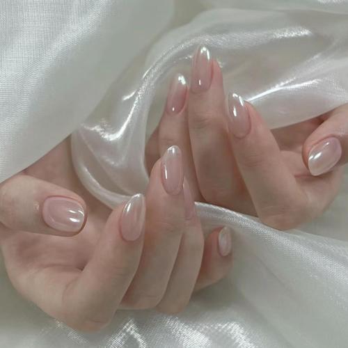 White Pearl Chrome Nail Powder for Gel Nails Clear Glazed Donut Mirror Effect Hi - Picture 2 of 12