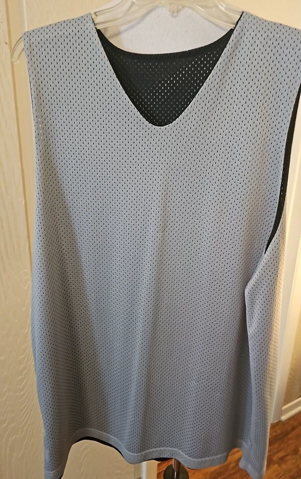 Eastbay Athletics Negro Gris Reversible Hombre L Camiseta Sin Mangas Nylon Foto 3 de 4