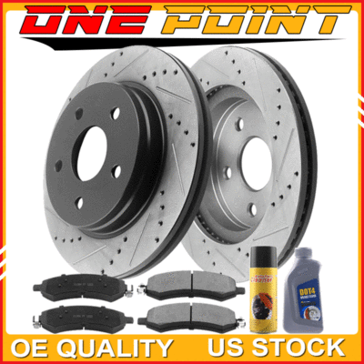 Front Drill Slot Brake Rotors And brake Pads for Dodge RAM1500 Durango 06-18