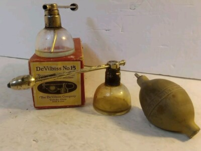 #ad #ad Vintage Dr. DeVilbiss Atomizer No.15 Original Box 1930s Golden Glass Spray Mist $24.47