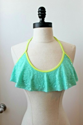 green sequin halter top