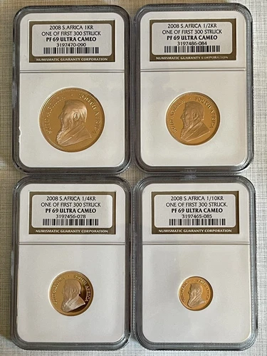 South Africa 2008 First 300 Struck Krugerrand 4pc Gold Coin NGC PF69 UC SKU#7659