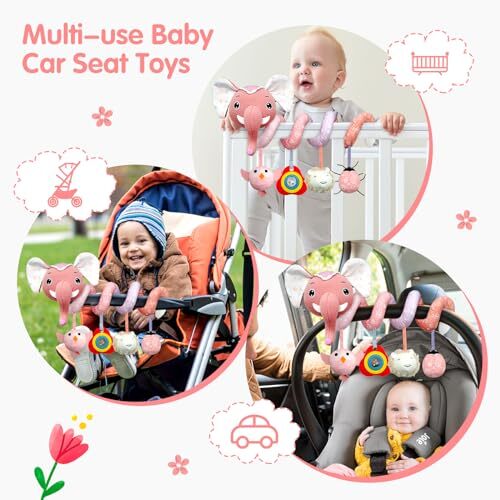 Ajsupojouet 3 Pcs Car Seat Toys For Babies 0-6 Months