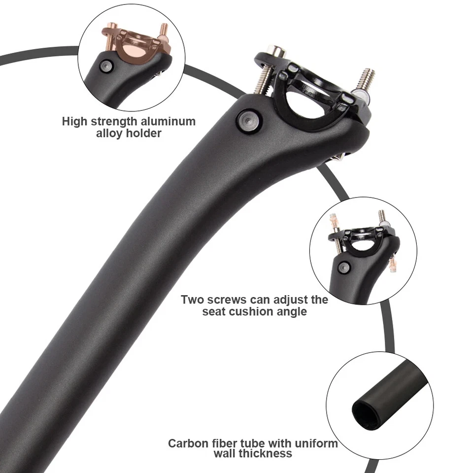 Mountain Road Bike Carbon Seat Post 25.4/27.2/31.6mm Offset 25mm Seat Tube - Image 2 of 4