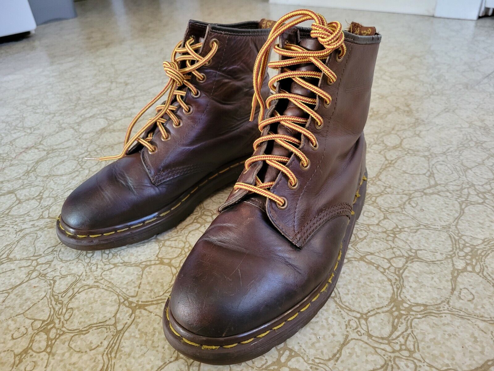 Dr. Martens Vintage 1460 Brown Boots Cross Tread Sole Size 7 MADE IN ENGLAND