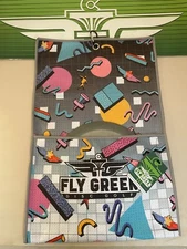 Fly Green Disc Golf 11x18 DG Full Color Microfiber Towel Pocket w/ Carabiner DRY