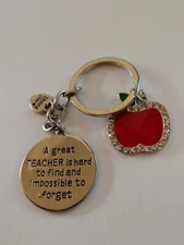 A Great Teacher Is Hard To Find & Impossbile To Forget Sparkling Apple Keychain