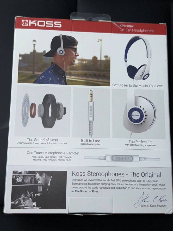 Koss | KPH30iW | Headphones | Wired | On-Ear | Microphone | White Blue - Image 3 of 4