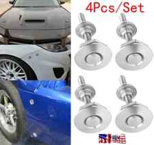 4X Push Button Quick Release Hood Bonnet Pins Lock Clip Car Bumper Latch Silver