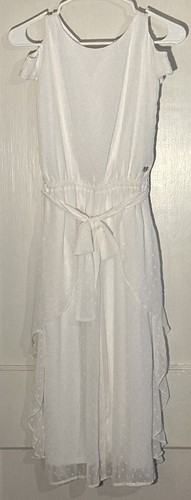 Girls “Bebe Girls” White Cold Shoulder Jumpsuit in Size M (10-12)