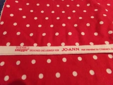 1 YD X 42" VINTAGE FLANNEL RED WHITE DOTS/by JOANN  NEW COTTON #9732