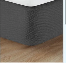 NEW Knit2Fit Full/Queen Box Spring Cover Ember Grey Gray Diamond 59” x 79” x 9”