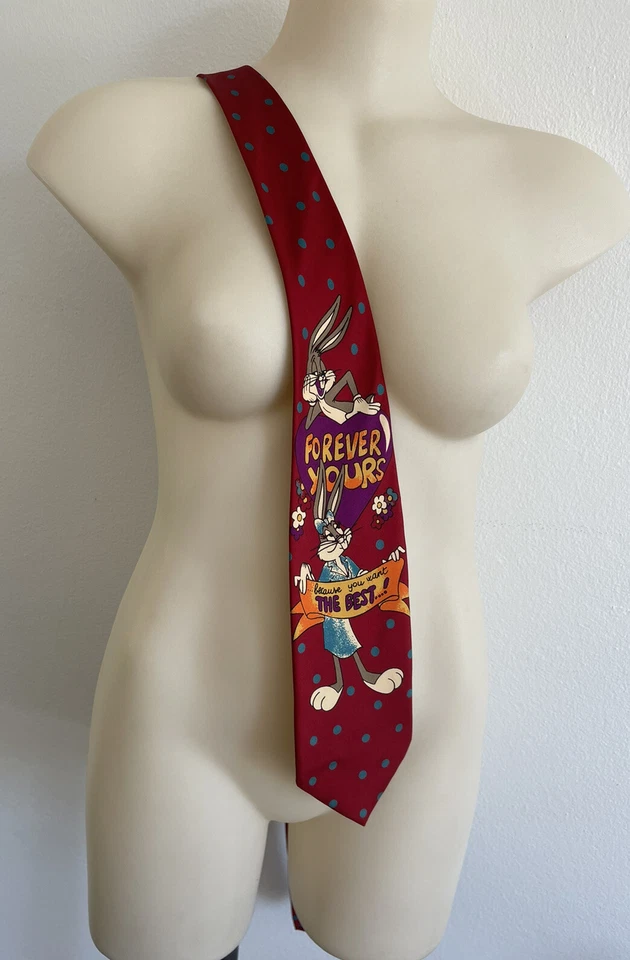 Cómics de Looney Tunes Mania Tie Bugs Bunny Warner Bros Disney dibujos animados de seda 1991 Foto 3 de 4