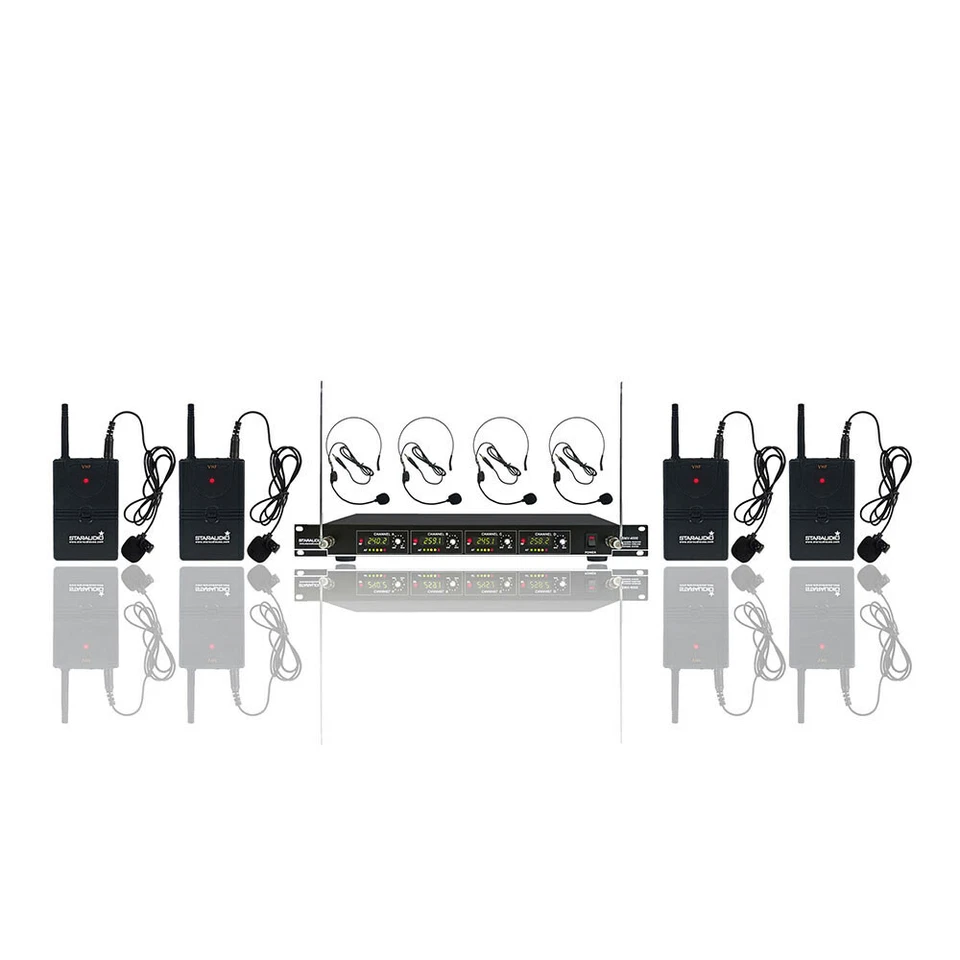 Lavalier Lapel Headset Microphone 4CH Wireless VHF Church Microphone System Mics - Image 3 of 4