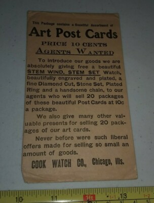 Vintage Cook Watch Co Chicago Art Postcards Agents Wanted Advertising Ephemera