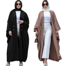 Islamic Open Abaya Kimono Muslim Women Dress Loose Moroccan Kaftan Dubai Ramadan