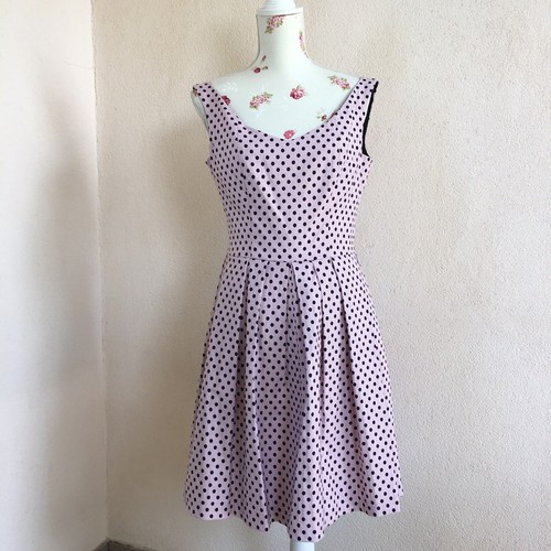 PINKO abito vestito rosa pois neri anni 50 dots dress Tg 44 | eBay