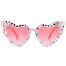Heart Crystal Sunglasses Luxury Rhinestone Cat Eye Bling Party Sunglasses