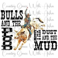 Sublimation Transfer Print Bulls Rodeo Ready to Press Heat Transfer