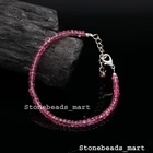 925 Sterling Silver Genuine Pink Topaz Rondelle 4mm Faceted Handmade Bracelet 7"