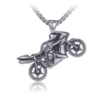  Mens Stainless Steel Biker Motorcycle Pendant Necklace For Men 24" Chain Gift