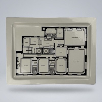 Fishs Eddy Floorplan Penthouse Platter Ceramic Architecture Serving Tray 12x16