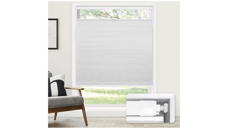 LazBlinds Cordless Cellular Shades, (TDBU) Honeycomb Blinds 34" Wx48" H, White