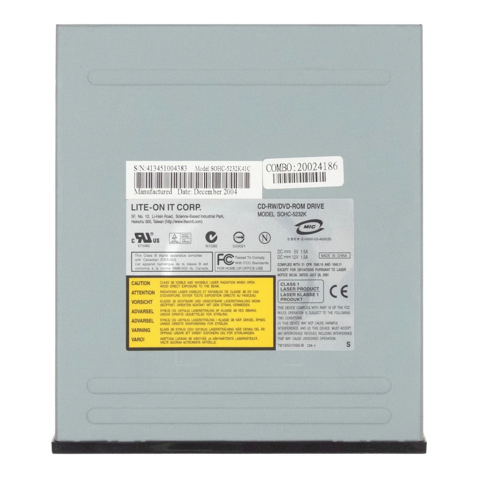 Unità Ottica Brenner LITE-ON SOHC-5232K CD-RW/DVD-ROM DRIVE IDE 5.25 Pollici - Immagine 3 di 3