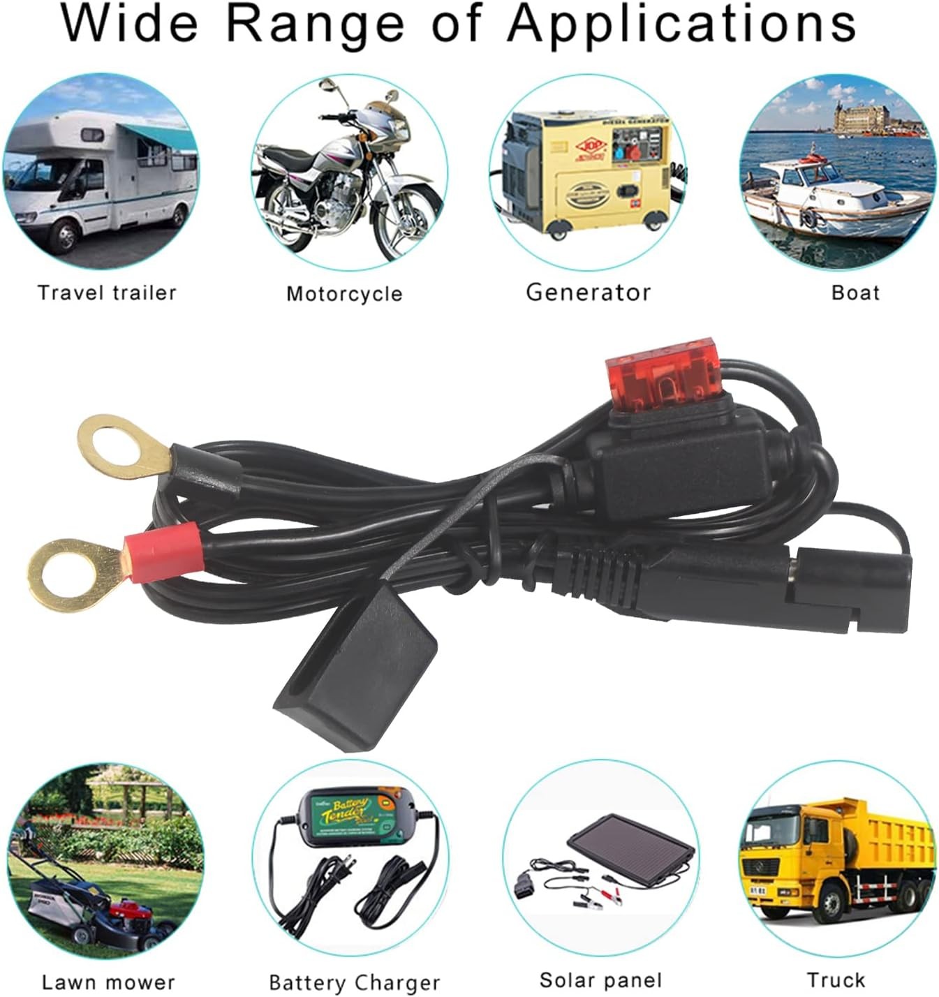 [ 1 PACK] Sae to O Ring Terminal Harness 2FT - Sae Eyelet Ring Terminal Cable 16