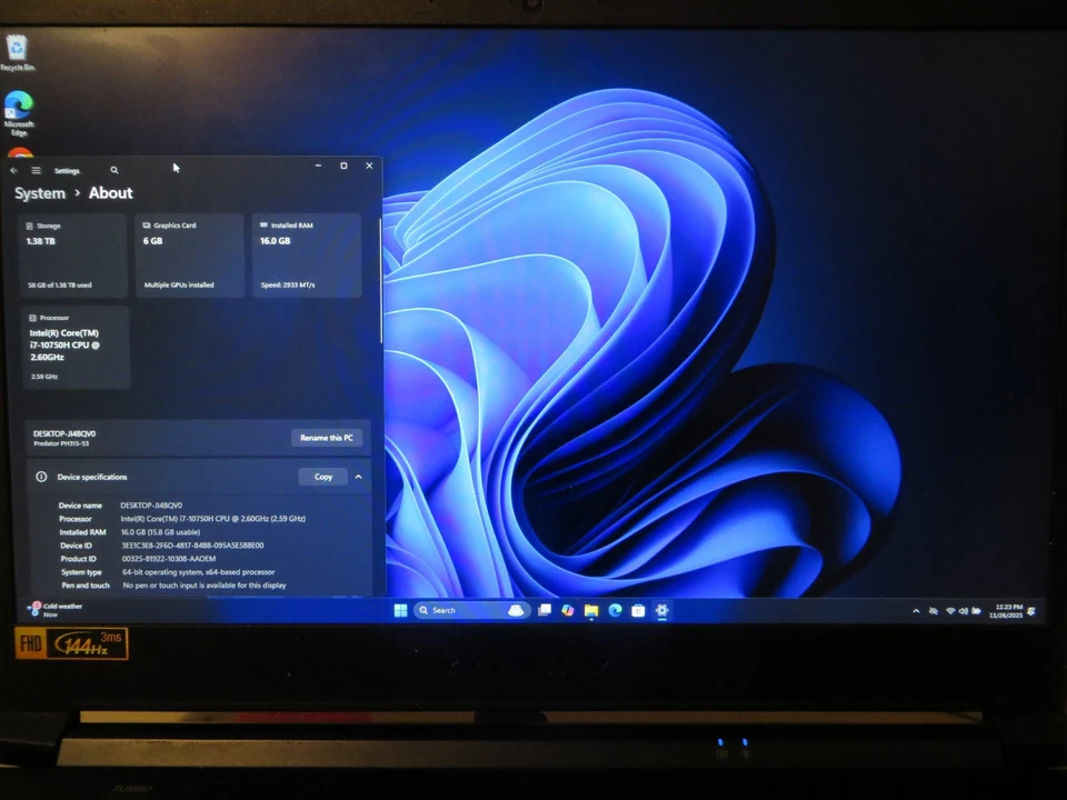 Acer Predator Helios 300 Gaming Laptop i7-10750 RTX2060 144hz 16GB RAM 1.5TB SSD - Image 2 of 4