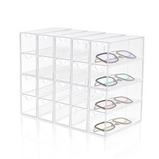 5 Sets Acrylic Sunglasses Organizers with 20 Drawers, Clear Eyeglass Holder f...
