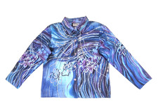 Vintage Indigo Moon Jacket Blazer Womens L Embroidery Bohemian Artsy Blues Fun