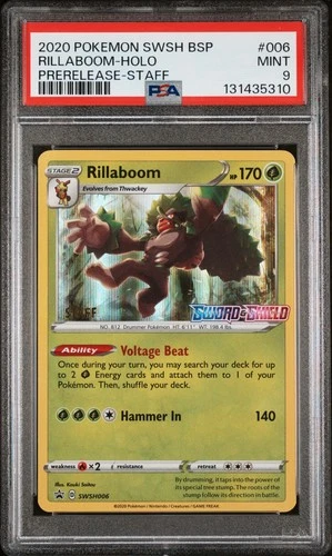 Rillaboom Staff Holo SWSH006 006 Sword Shield Base Set PSA 9 Mint 2020